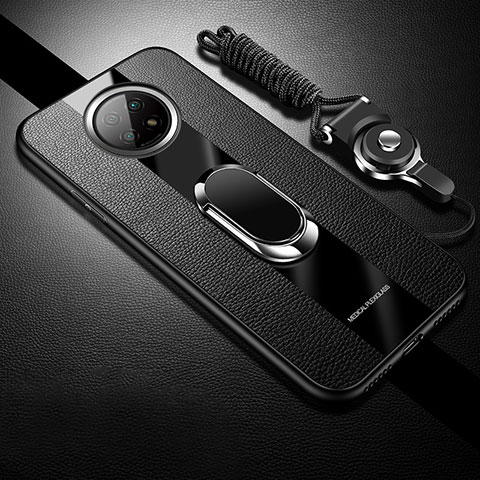 Custodia Silicone Morbida In Pelle Cover con Magnetico S01 per Xiaomi Redmi Note 9T 5G Nero