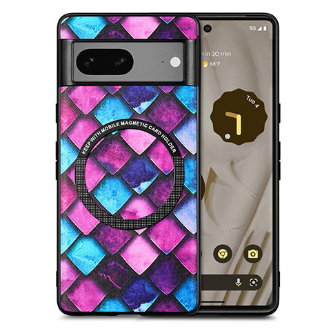 Custodia Silicone Morbida In Pelle Cover con Magnetico S01D per Google Pixel 7a 5G Viola