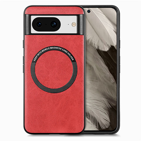 Custodia Silicone Morbida In Pelle Cover con Magnetico S01D per Google Pixel 8 5G Rosso