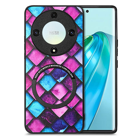 Custodia Silicone Morbida In Pelle Cover con Magnetico S01D per Huawei Honor Magic5 Lite 5G Viola