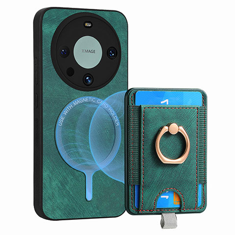 Custodia Silicone Morbida In Pelle Cover con Magnetico S01D per Huawei Mate 60 Pro Verde