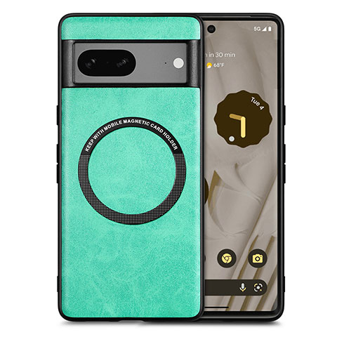 Custodia Silicone Morbida In Pelle Cover con Magnetico S02D per Google Pixel 7a 5G Verde
