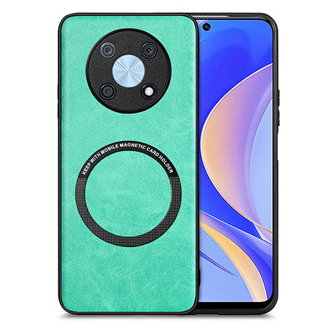 Custodia Silicone Morbida In Pelle Cover con Magnetico S02D per Huawei Enjoy 50 Pro Verde