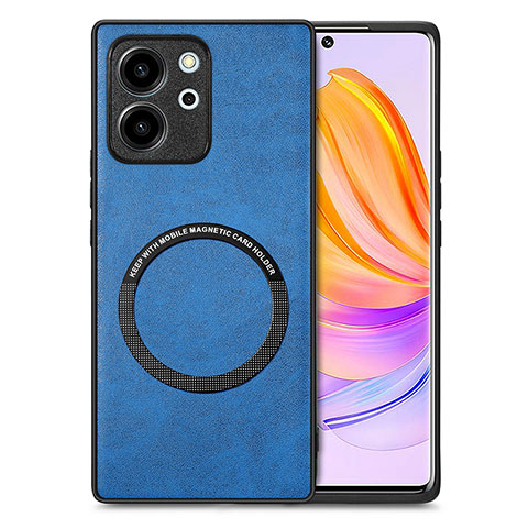 Custodia Silicone Morbida In Pelle Cover con Magnetico S02D per Huawei Honor 80 SE 5G Blu