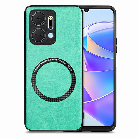 Custodia Silicone Morbida In Pelle Cover con Magnetico S02D per Huawei Honor X7a Verde