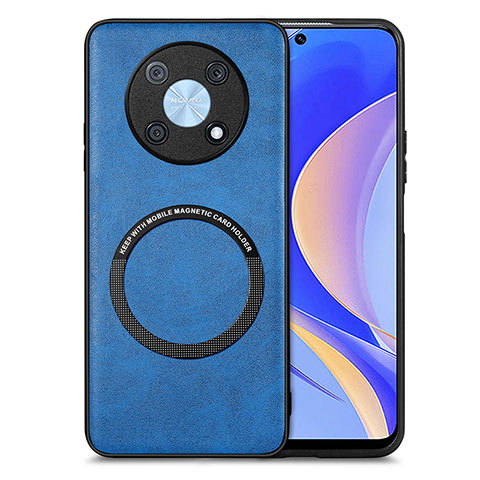 Custodia Silicone Morbida In Pelle Cover con Magnetico S02D per Huawei Nova Y90 Blu