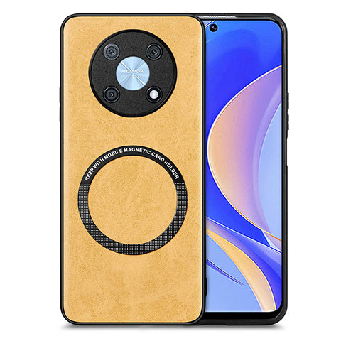 Custodia Silicone Morbida In Pelle Cover con Magnetico S02D per Huawei Nova Y90 Giallo