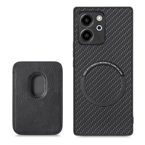 Custodia Silicone Morbida In Pelle Cover con Magnetico S03D per Huawei Honor 80 SE 5G Nero