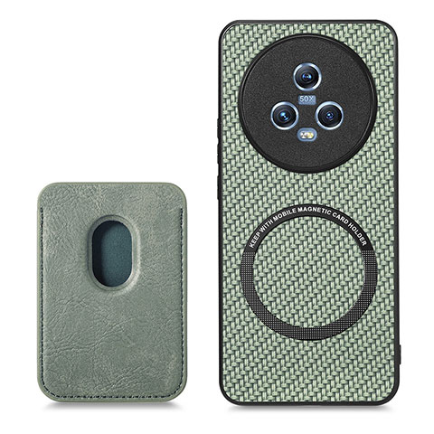 Custodia Silicone Morbida In Pelle Cover con Magnetico S03D per Huawei Honor Magic5 5G Verde