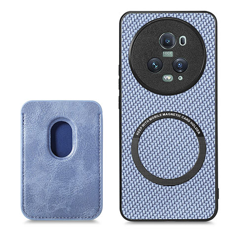 Custodia Silicone Morbida In Pelle Cover con Magnetico S03D per Huawei Honor Magic5 Pro 5G Blu