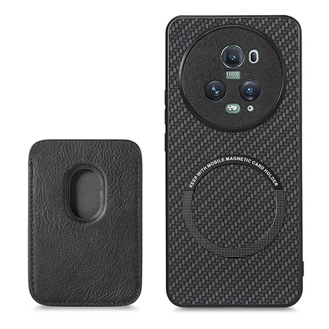 Custodia Silicone Morbida In Pelle Cover con Magnetico S03D per Huawei Honor Magic5 Pro 5G Nero