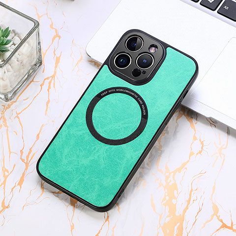 Custodia Silicone Morbida In Pelle Cover con Magnetico S11D per Apple iPhone 14 Pro Verde