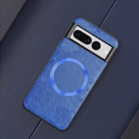 Custodia Silicone Morbida In Pelle Cover con Magnetico TB1 per Google Pixel 7 Pro 5G Blu