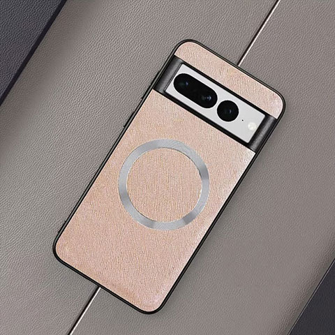 Custodia Silicone Morbida In Pelle Cover con Magnetico TB1 per Google Pixel 7 Pro 5G Oro Rosa