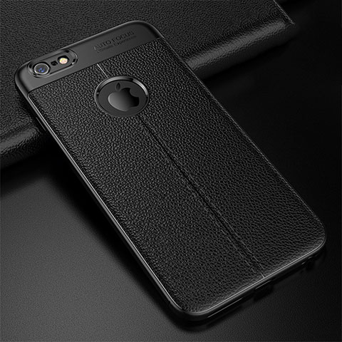 Custodia Silicone Morbida In Pelle Cover D01 per Apple iPhone 6S Nero