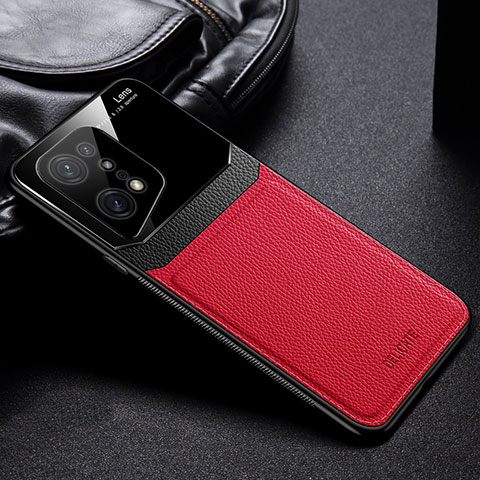 Custodia Silicone Morbida In Pelle Cover FL1 per Oppo Find X5 Pro 5G Rosso