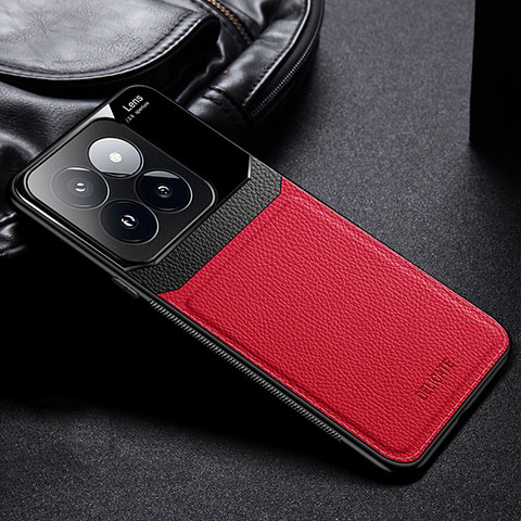 Custodia Silicone Morbida In Pelle Cover FL1 per Xiaomi Mi 14 5G Rosso