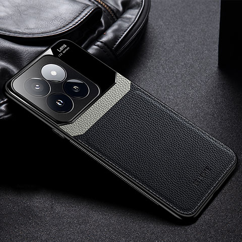 Custodia Silicone Morbida In Pelle Cover FL1 per Xiaomi Mi 14 Pro 5G Nero