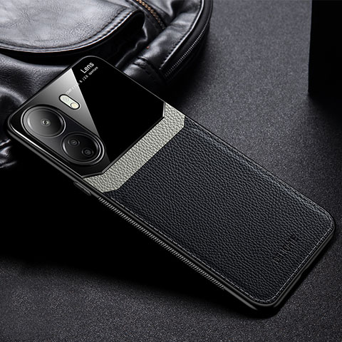 Custodia Silicone Morbida In Pelle Cover FL1 per Xiaomi Redmi 13C Nero