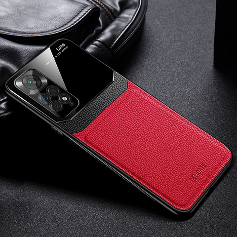 Custodia Silicone Morbida In Pelle Cover FL1 per Xiaomi Redmi Note 11 Pro 5G Rosso