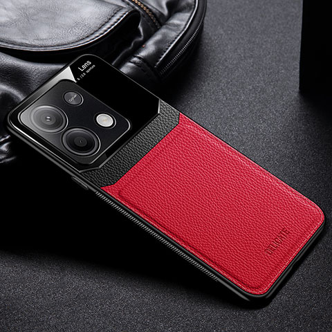 Custodia Silicone Morbida In Pelle Cover FL1 per Xiaomi Redmi Note 13 5G Rosso