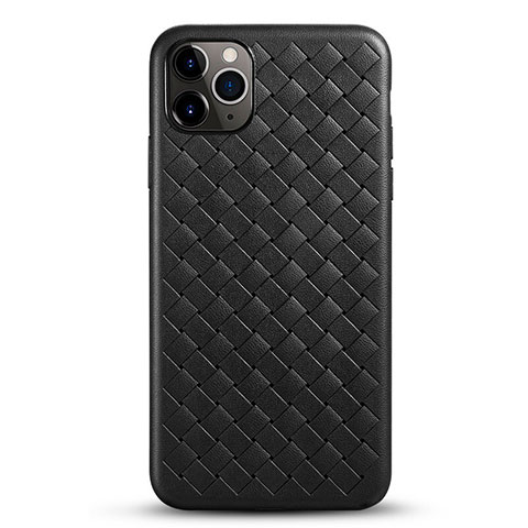 Custodia Silicone Morbida In Pelle Cover G01 per Apple iPhone 11 Pro Max Nero