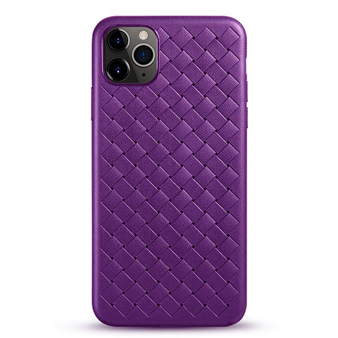 Custodia Silicone Morbida In Pelle Cover G01 per Apple iPhone 11 Pro Max Viola