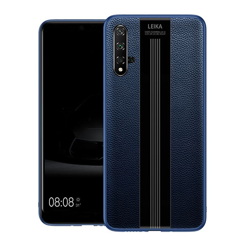 Custodia Silicone Morbida In Pelle Cover H01 per Huawei Honor 20S Blu