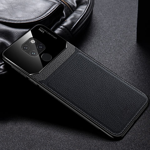 Custodia Silicone Morbida In Pelle Cover H01 per Huawei Mate 20 Nero