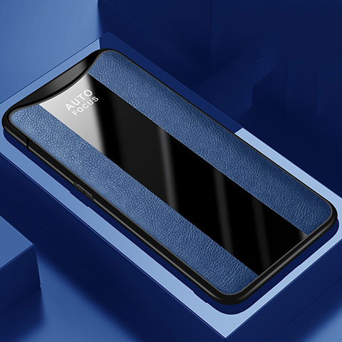 Custodia Silicone Morbida In Pelle Cover H01 per Oppo Find X Blu