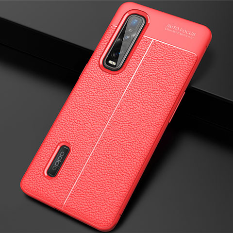 Custodia Silicone Morbida In Pelle Cover H01 per Oppo Find X2 Pro Rosso