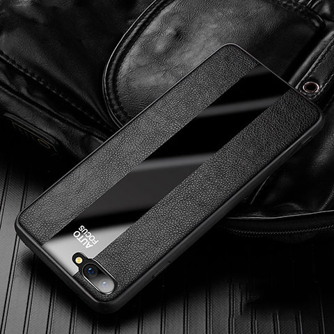 Custodia Silicone Morbida In Pelle Cover H01 per Oppo K1 Nero