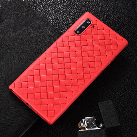 Custodia Silicone Morbida In Pelle Cover H01 per Samsung Galaxy Note 10 Rosso