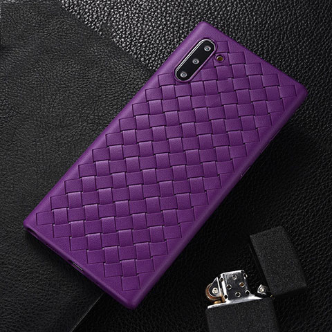 Custodia Silicone Morbida In Pelle Cover H01 per Samsung Galaxy Note 10 Viola