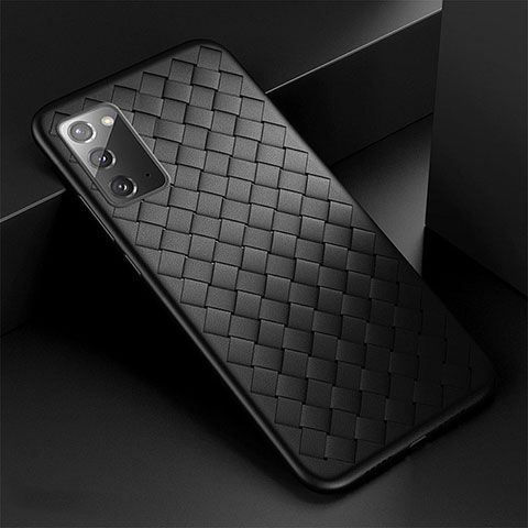 Custodia Silicone Morbida In Pelle Cover H01 per Samsung Galaxy Note 20 5G Nero