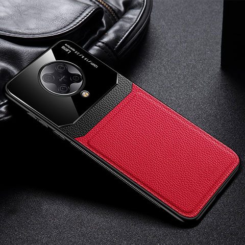 Custodia Silicone Morbida In Pelle Cover H01 per Xiaomi Redmi K30 Pro 5G Rosso