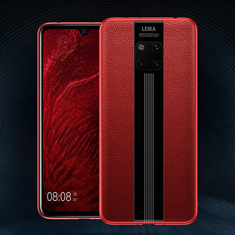 Custodia Silicone Morbida In Pelle Cover H02 per Huawei Mate 20 Pro Rosso