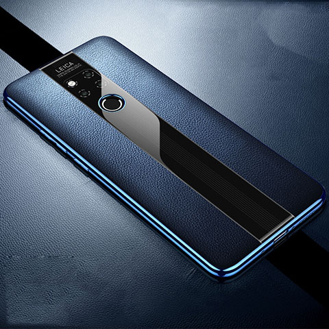 Custodia Silicone Morbida In Pelle Cover H02 per Huawei Mate 20 X 5G Blu