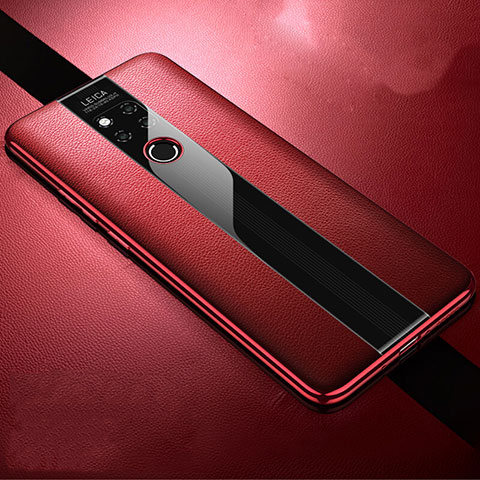 Custodia Silicone Morbida In Pelle Cover H02 per Huawei Mate 20 X 5G Rosso