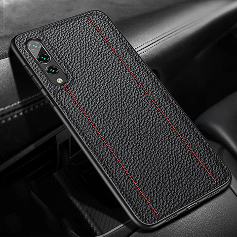 Custodia Silicone Morbida In Pelle Cover H02 per Huawei P20 Pro Nero