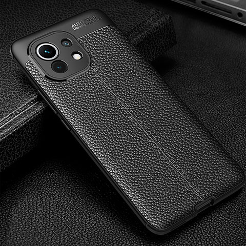 Custodia Silicone Morbida In Pelle Cover H02 per Xiaomi Mi 11 5G Nero