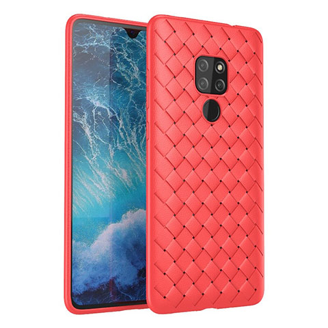 Custodia Silicone Morbida In Pelle Cover H03 per Huawei Mate 20 Rosso