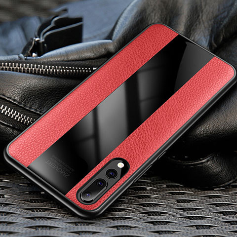 Custodia Silicone Morbida In Pelle Cover H03 per Huawei P20 Pro Rosso