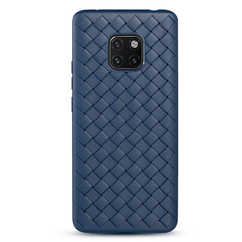 Custodia Silicone Morbida In Pelle Cover H04 per Huawei Mate 20 Pro Blu