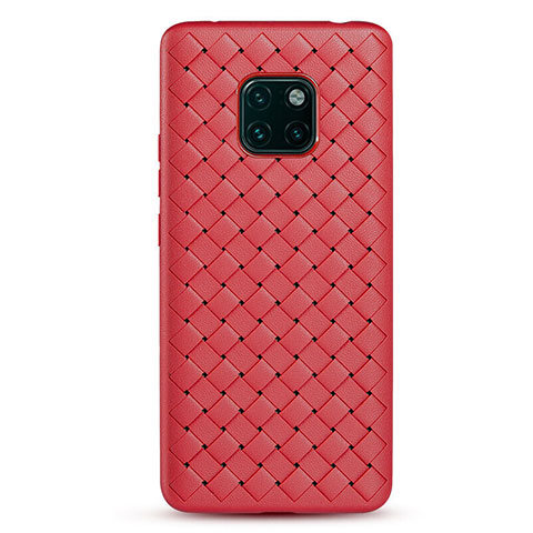 Custodia Silicone Morbida In Pelle Cover H04 per Huawei Mate 20 Pro Rosso