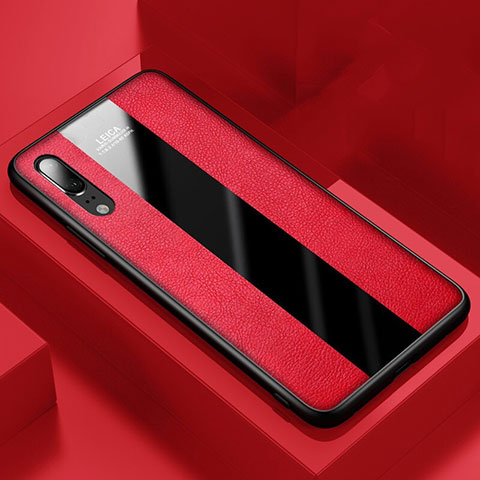 Custodia Silicone Morbida In Pelle Cover H04 per Huawei P20 Rosso