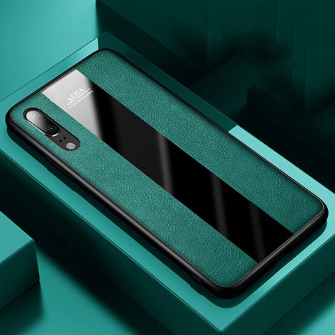 Custodia Silicone Morbida In Pelle Cover H04 per Huawei P20 Verde