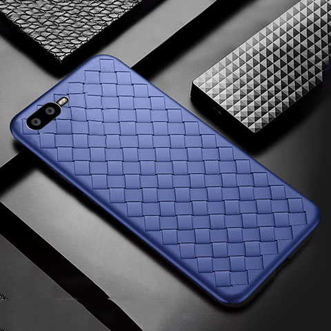 Custodia Silicone Morbida In Pelle Cover H04 per Oppo R17 Neo Blu