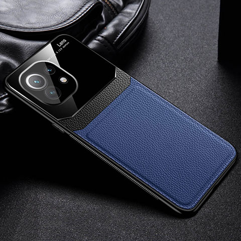 Custodia Silicone Morbida In Pelle Cover H04 per Xiaomi Mi 11 Lite 4G Blu