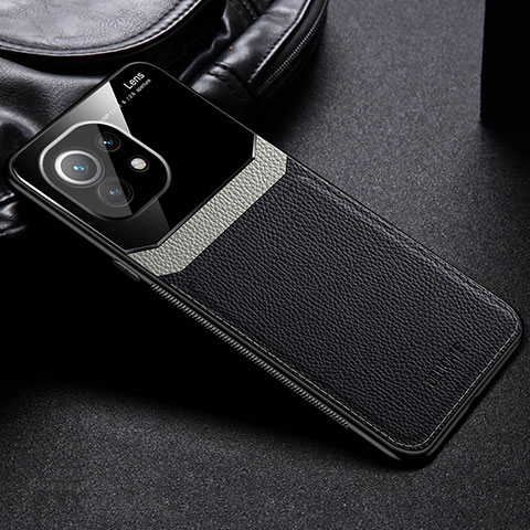 Custodia Silicone Morbida In Pelle Cover H04 per Xiaomi Mi 11 Lite 4G Nero